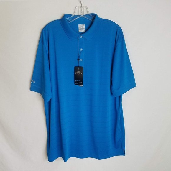 NEW Callaway Opti Dri Blue Polyester Polo Golf Shirt Mens Size XL NWT - Picture 1 of 5
